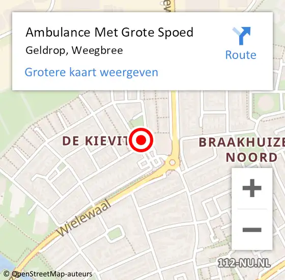 Locatie op kaart van de 112 melding: Ambulance Met Grote Spoed Naar Geldrop, Weegbree op 23 februari 2016 17:08