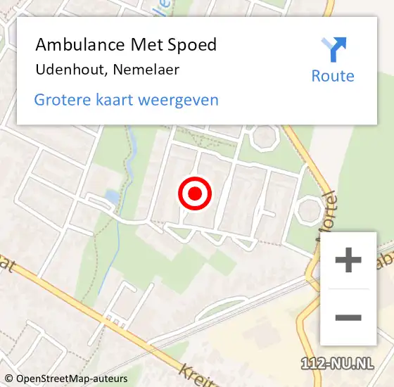 Locatie op kaart van de 112 melding: Ambulance Met Spoed Naar Udenhout, Nemelaer op 23 februari 2016 17:35