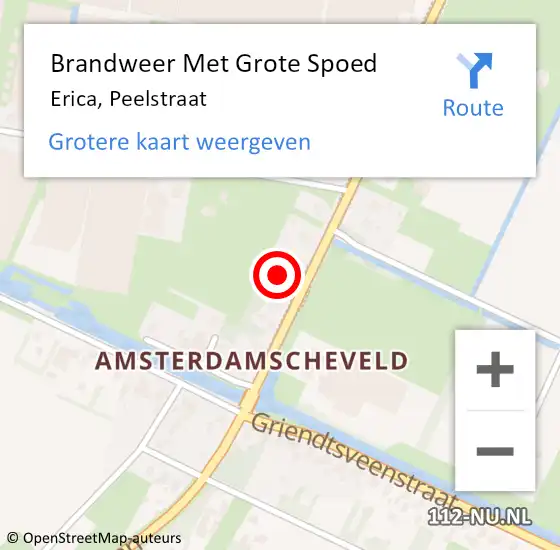 Locatie op kaart van de 112 melding: Brandweer Met Grote Spoed Naar Erica, Peelstraat op 6 december 2013 18:07