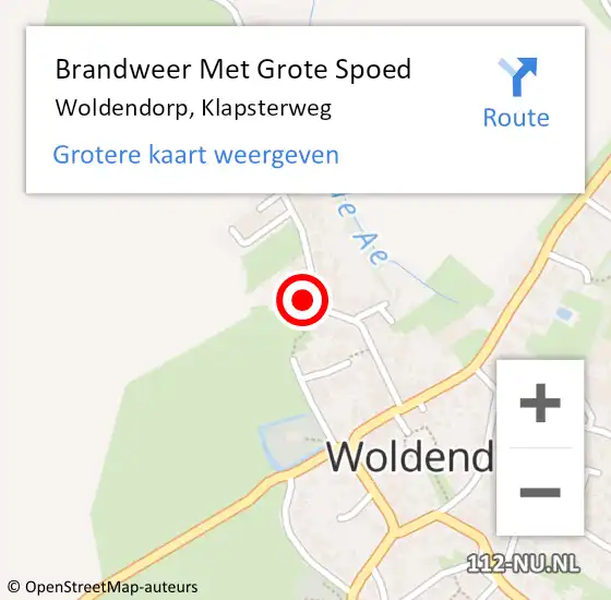 Locatie op kaart van de 112 melding: Brandweer Met Grote Spoed Naar Woldendorp, Klapsterweg op 23 februari 2016 17:55