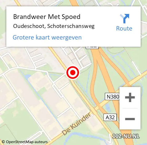 Locatie op kaart van de 112 melding: Brandweer Met Spoed Naar Oudeschoot, Schoterschansweg op 23 februari 2016 18:53