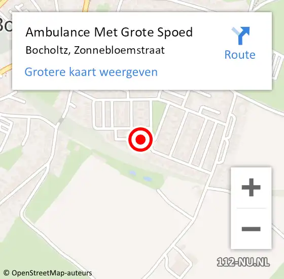 Locatie op kaart van de 112 melding: Ambulance Met Grote Spoed Naar Bocholtz, Zonnebloemstraat op 15 september 2013 07:41