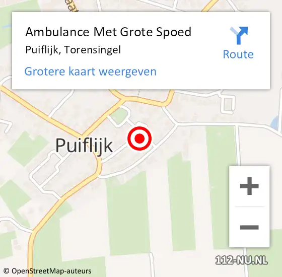 Locatie op kaart van de 112 melding: Ambulance Met Grote Spoed Naar Puiflijk, Torensingel op 23 februari 2016 22:53