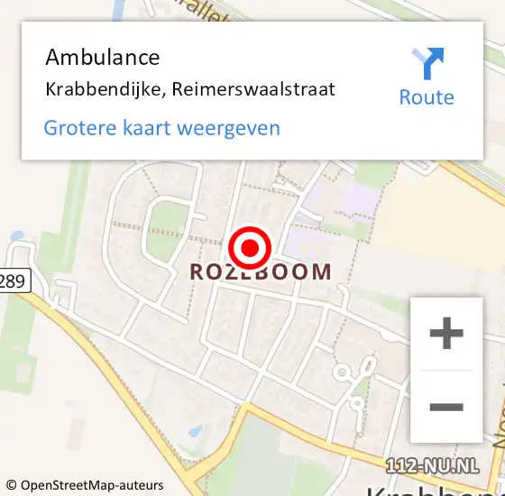 Locatie op kaart van de 112 melding: Ambulance Krabbendijke, Reimerswaalstraat op 23 februari 2016 22:58