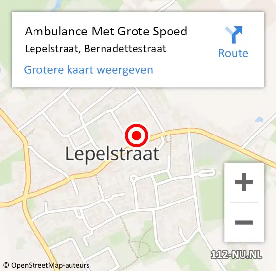 Locatie op kaart van de 112 melding: Ambulance Met Grote Spoed Naar Lepelstraat, Bernadettestraat op 24 februari 2016 01:43