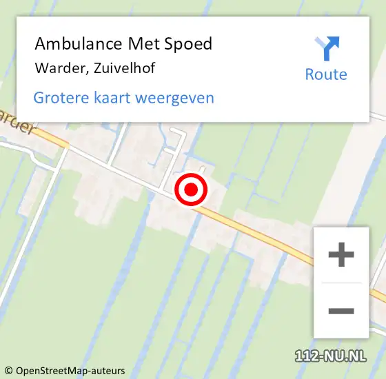 Locatie op kaart van de 112 melding: Ambulance Met Spoed Naar Warder, Zuivelhof op 24 februari 2016 03:56