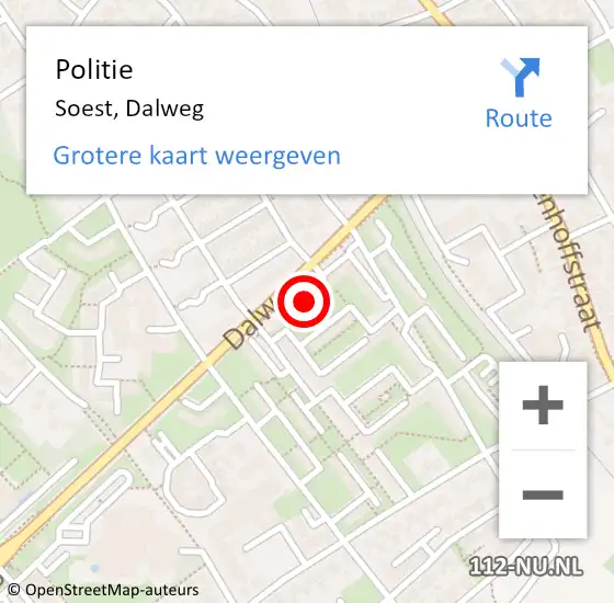 Locatie op kaart van de 112 melding: Politie Soest, Dalweg op 6 december 2013 18:57