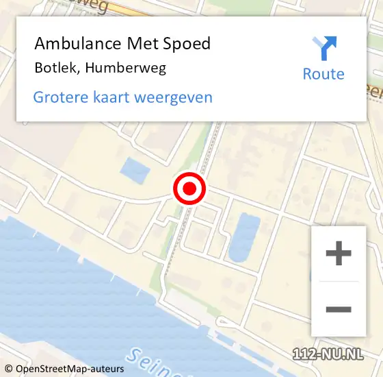 Locatie op kaart van de 112 melding: Ambulance Met Spoed Naar Botlek, Humberweg op 24 februari 2016 08:43