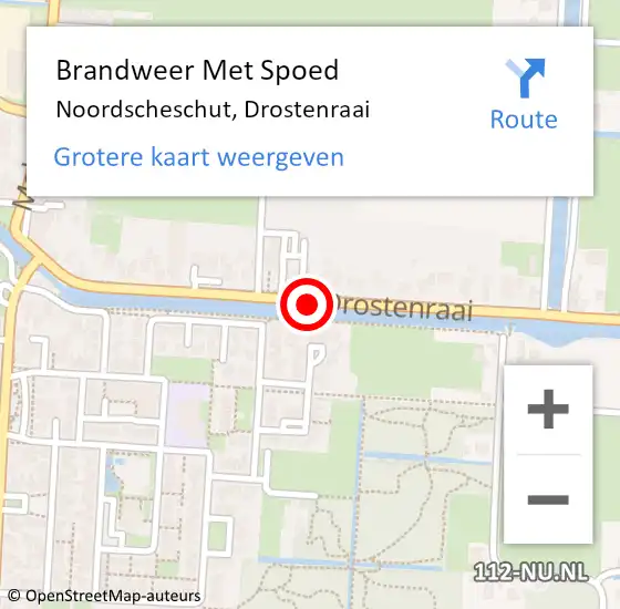 Locatie op kaart van de 112 melding: Brandweer Met Spoed Naar Noordscheschut, Drostenraai op 24 februari 2016 08:50