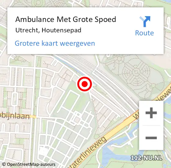 Locatie op kaart van de 112 melding: Ambulance Met Grote Spoed Naar Utrecht, Houtensepad op 24 februari 2016 09:03