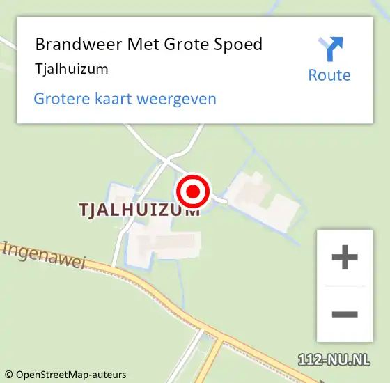 Locatie op kaart van de 112 melding: Brandweer Met Grote Spoed Naar Tjalhuizum op 24 februari 2016 09:30