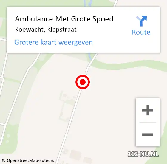 Locatie op kaart van de 112 melding: Ambulance Met Grote Spoed Naar Koewacht, Klapstraat op 24 februari 2016 09:39