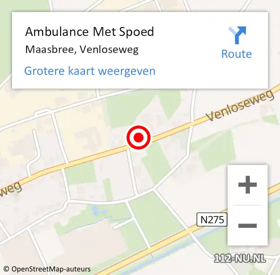 Locatie op kaart van de 112 melding: Ambulance Met Spoed Naar Maasbree, Venloseweg op 24 februari 2016 10:07