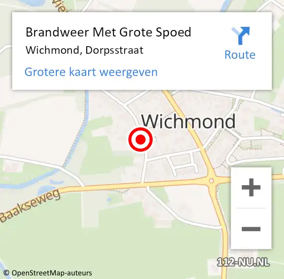 Locatie op kaart van de 112 melding: Brandweer Met Grote Spoed Naar Wichmond, Dorpsstraat op 24 februari 2016 10:33