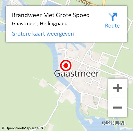 Locatie op kaart van de 112 melding: Brandweer Met Grote Spoed Naar Gaastmeer, Hellingpaed op 24 februari 2016 11:56