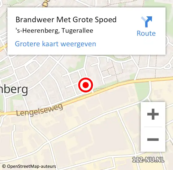 Locatie op kaart van de 112 melding: Brandweer Met Grote Spoed Naar 's-Heerenberg, Tugerallee op 24 februari 2016 12:39