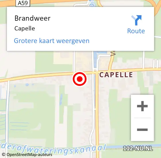 Locatie op kaart van de 112 melding: Brandweer Capelle op 24 februari 2016 13:02