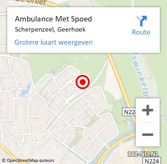 Locatie op kaart van de 112 melding: Ambulance Met Spoed Naar Scherpenzeel, Geerhoek op 24 februari 2016 14:01