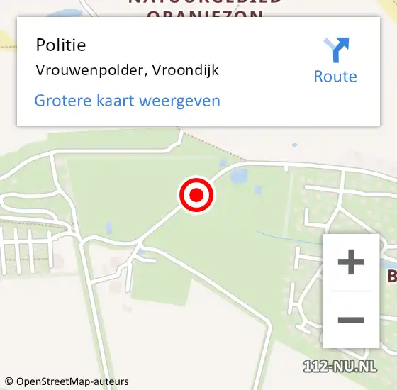 Locatie op kaart van de 112 melding: Politie Vrouwenpolder, Vroondijk op 24 februari 2016 14:24