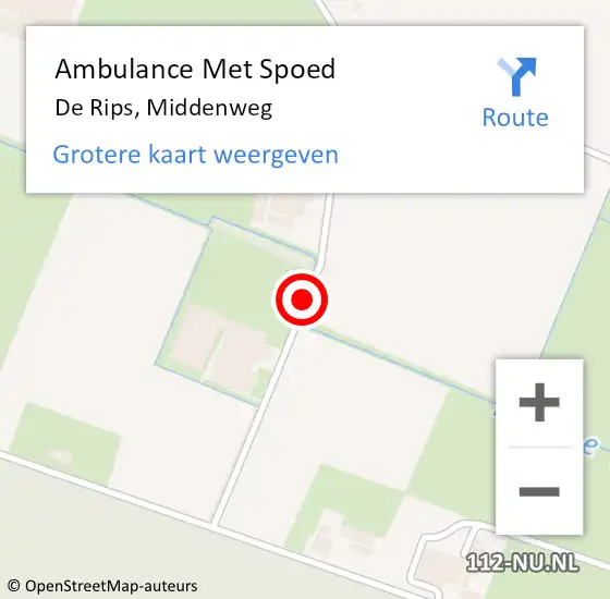 Locatie op kaart van de 112 melding: Ambulance Met Spoed Naar De Rips, Middenweg op 24 februari 2016 14:24