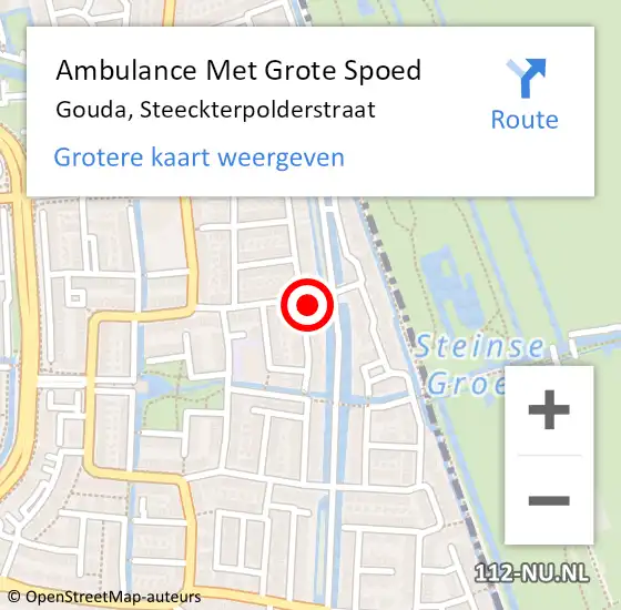 Locatie op kaart van de 112 melding: Ambulance Met Grote Spoed Naar Gouda, Steeckterpolderstraat op 24 februari 2016 14:25