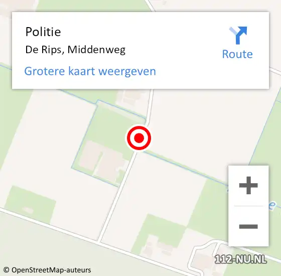 Locatie op kaart van de 112 melding: Politie De Rips, Middenweg op 24 februari 2016 14:26