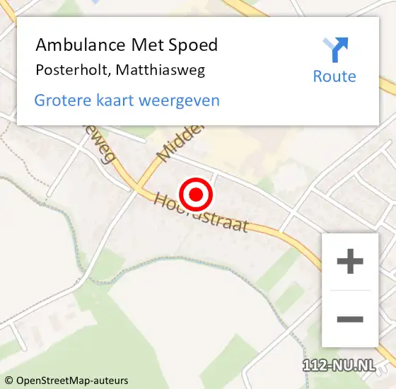 Locatie op kaart van de 112 melding: Ambulance Met Spoed Naar Posterholt, Matthiasweg op 24 februari 2016 15:02