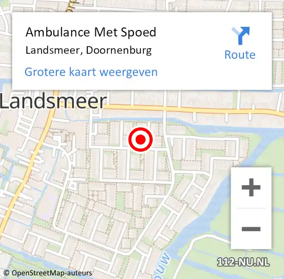 Locatie op kaart van de 112 melding: Ambulance Met Spoed Naar Landsmeer, Doornenburg op 24 februari 2016 15:18