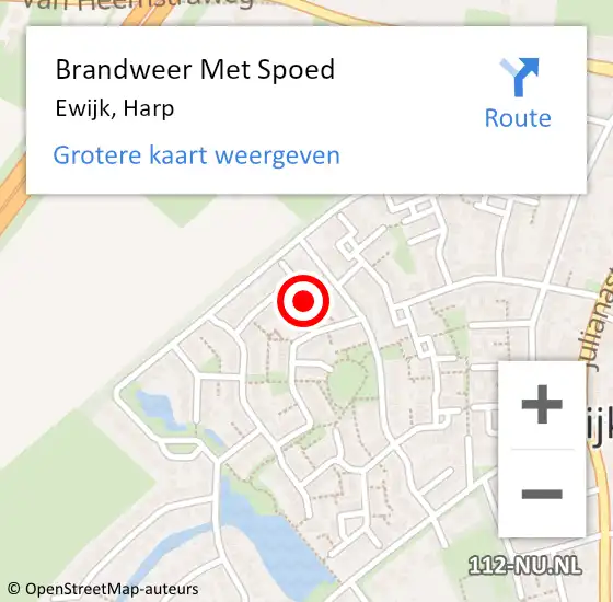 Locatie op kaart van de 112 melding: Brandweer Met Spoed Naar Ewijk, Harp op 24 februari 2016 16:31