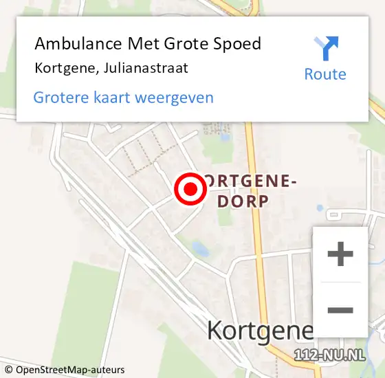 Locatie op kaart van de 112 melding: Ambulance Met Grote Spoed Naar Kortgene, Julianastraat op 24 februari 2016 18:26