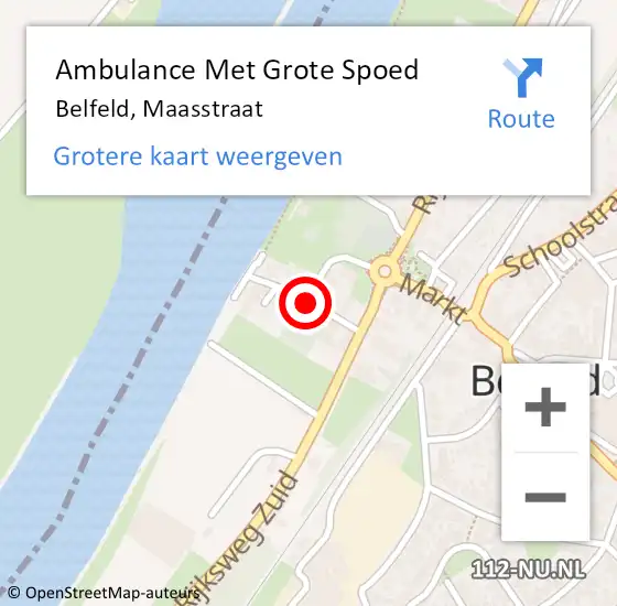 Locatie op kaart van de 112 melding: Ambulance Met Grote Spoed Naar Belfeld, Maasstraat op 24 februari 2016 18:39