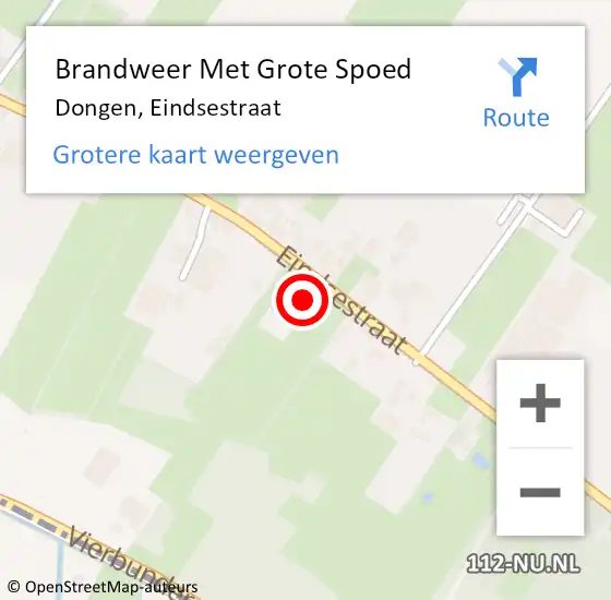 Locatie op kaart van de 112 melding: Brandweer Met Grote Spoed Naar Dongen, Eindsestraat op 24 februari 2016 18:46