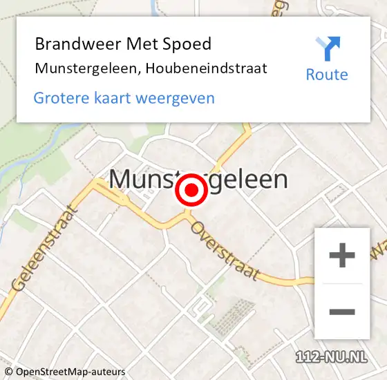 Locatie op kaart van de 112 melding: Brandweer Met Spoed Naar Munstergeleen, Houbeneindstraat op 24 februari 2016 18:50