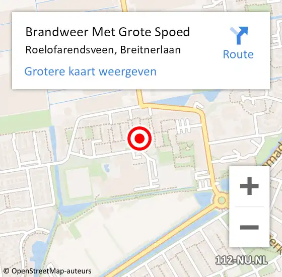 Locatie op kaart van de 112 melding: Brandweer Met Grote Spoed Naar Roelofarendsveen, Breitnerlaan op 24 februari 2016 19:02