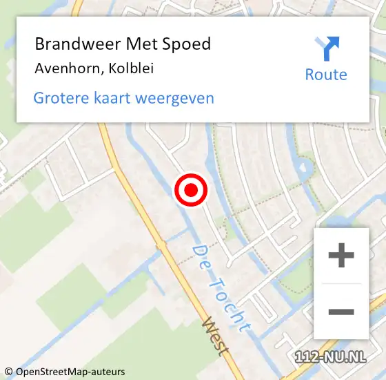 Locatie op kaart van de 112 melding: Brandweer Met Spoed Naar Avenhorn, Kolblei op 24 februari 2016 20:28