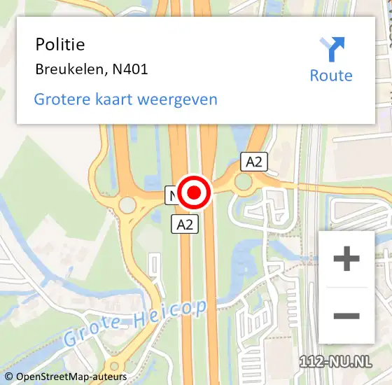 Locatie op kaart van de 112 melding: Politie Breukelen, N401 op 24 februari 2016 21:25