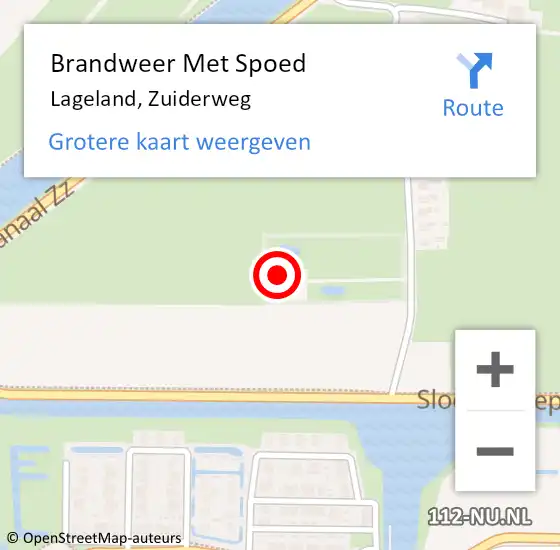 Locatie op kaart van de 112 melding: Brandweer Met Spoed Naar Lageland, Zuiderweg op 6 december 2013 21:21