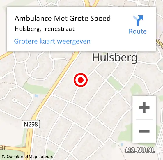 Locatie op kaart van de 112 melding: Ambulance Met Grote Spoed Naar Hulsberg, Irenestraat op 6 december 2013 21:27