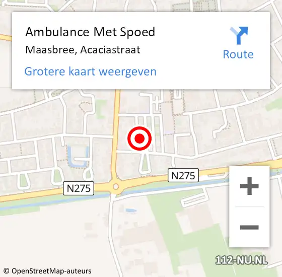 Locatie op kaart van de 112 melding: Ambulance Met Spoed Naar Maasbree, Acaciastraat op 6 december 2013 21:28