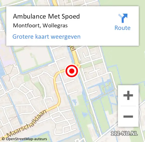 Locatie op kaart van de 112 melding: Ambulance Met Spoed Naar Montfoort, Wollegras op 25 februari 2016 08:55