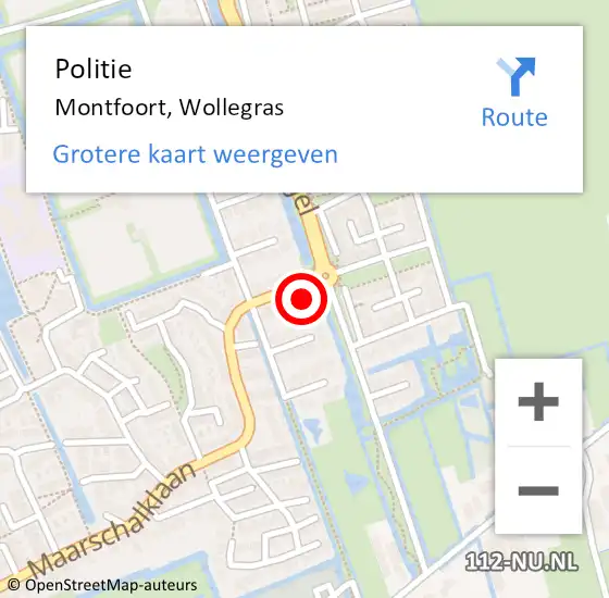 Locatie op kaart van de 112 melding: Politie Montfoort, Wollegras op 25 februari 2016 08:56