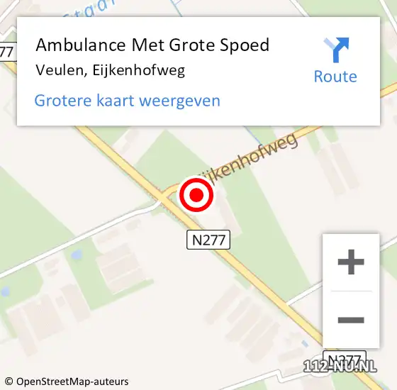 Locatie op kaart van de 112 melding: Ambulance Met Grote Spoed Naar Veulen, Eijkenhofweg op 25 februari 2016 08:57