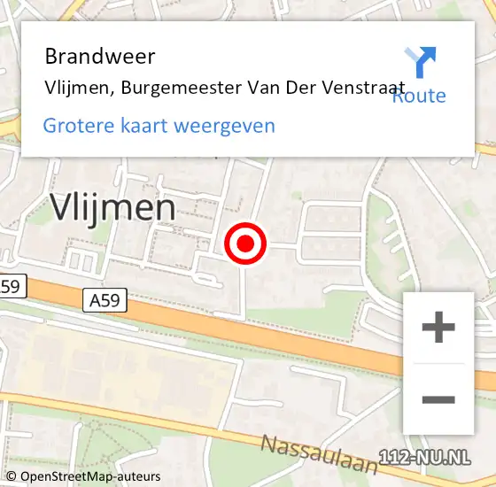 Locatie op kaart van de 112 melding: Brandweer Vlijmen, Burgemeester Van Der Venstraat op 25 februari 2016 09:29