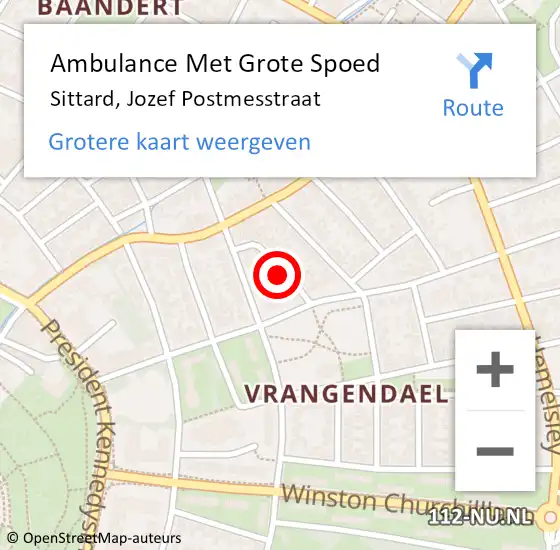 Locatie op kaart van de 112 melding: Ambulance Met Grote Spoed Naar Sittard, Jozef Postmesstraat op 6 december 2013 21:42