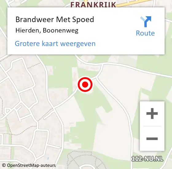 Locatie op kaart van de 112 melding: Brandweer Met Spoed Naar Hierden, Boonenweg op 6 december 2013 21:48