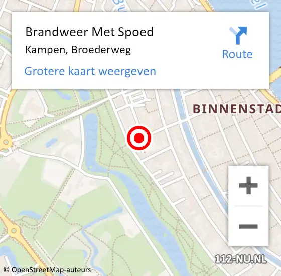 Locatie op kaart van de 112 melding: Brandweer Met Spoed Naar Kampen, Broederweg op 25 februari 2016 10:35