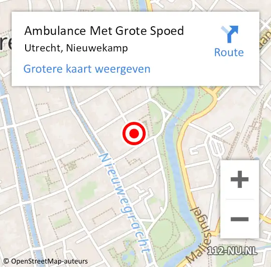 Locatie op kaart van de 112 melding: Ambulance Met Grote Spoed Naar Utrecht, Nieuwekamp op 25 februari 2016 11:49