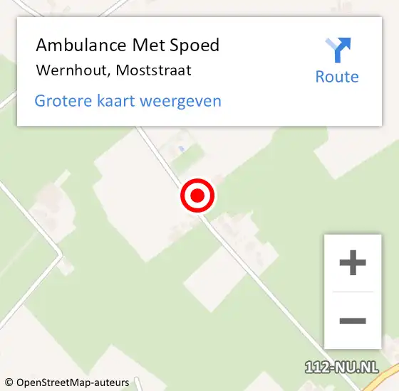 Locatie op kaart van de 112 melding: Ambulance Met Spoed Naar Wernhout, Moststraat op 25 februari 2016 12:05