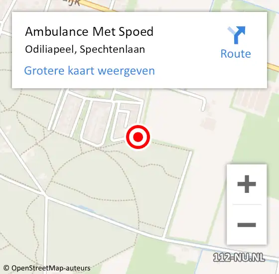 Locatie op kaart van de 112 melding: Ambulance Met Spoed Naar Odiliapeel, Spechtenlaan op 25 februari 2016 12:58