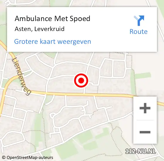 Locatie op kaart van de 112 melding: Ambulance Met Spoed Naar Asten, Leverkruid op 25 februari 2016 14:13